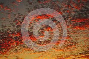 Beautiful sky at sundown with different pattern of clouds