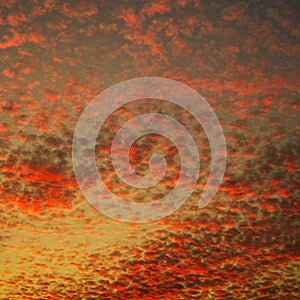 Beautiful sky at sundown with different pattern of clouds