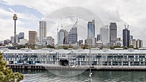 The beautiful skyline of central Sydney, Australia, seen from the Embarkation Park