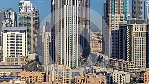 Beautiful skyline of Dubai downtown and Business bay with modern architecture.