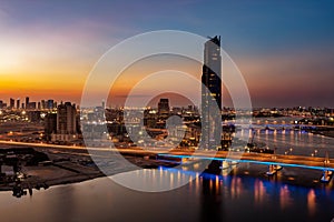 A beautiful skyline view of Dubai, UAE as viewed from Dubai Festival City