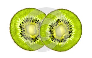Beautiful slice of fresh juicy kiwi isolated on white