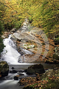 A beautiful sliding waterfall in Smoky mountain Na