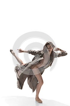 Beautiful slim young female modern jazz contemporary style ballet dancer