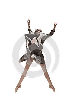 Beautiful slim young female modern jazz contemporary style ballet dancer