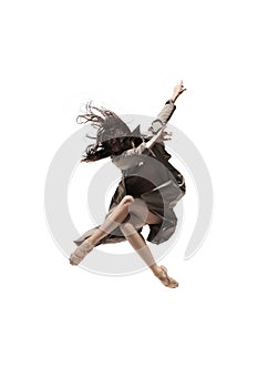 Beautiful slim young female modern jazz contemporary style ballet dancer photo