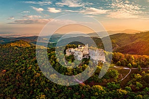 Beautiful landscape with valleys, lakes and rivers at the castle Tematin