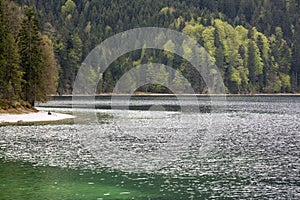 Beautiful small beach at Lake Eibsee in Germany Bavaria