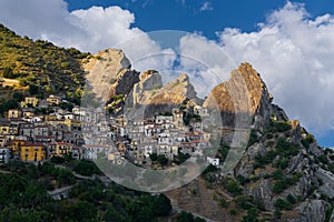 Beautiful small village Castelmezzano in dolomiti lucane park and mountains photo