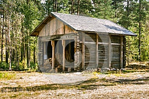 A beautiful small wooden building in the middle of Finnish forest