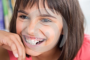 Beautiful smile with orthodontic appliance