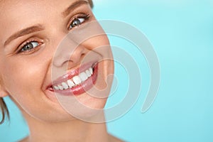 Beautiful Smile. Smiling Woman With White Teeth Beauty Portrait.