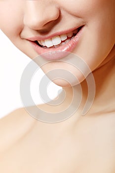 Beautiful smile of young fresh woman with great healthy white te