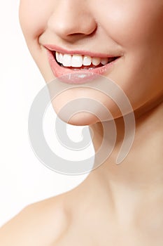 Beautiful smile of young fresh woman with great healthy white te