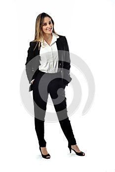 Beautiful smiling business woman full body