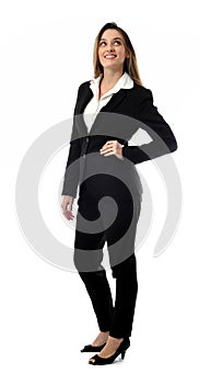 Beautiful smiling business woman full body