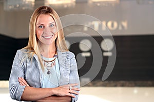 The Beautiful smiling business woman portrait. Smiling female receptionist