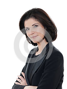 Beautiful smiling caucasian business woman portrait arms crossed