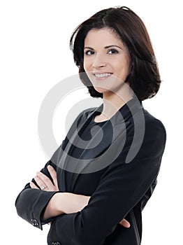 Beautiful smiling caucasian business woman portrait arms crossed photo