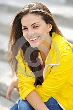 Beautiful smiling girl portrait closeup