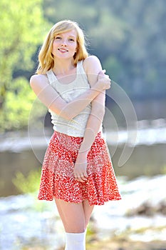 Beautiful smiling girl portrait outdoors