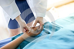 Beautiful Smiling medical doctor woman with stethoscope patient