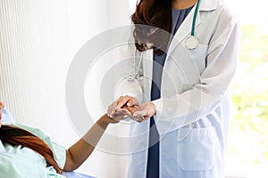 Beautiful Smiling medical doctor woman with stethoscope patient discussing,Healthcare concept