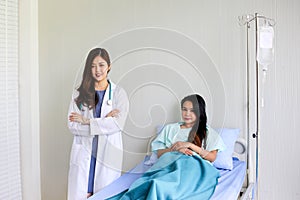 Beautiful Smiling medical doctor woman with stethoscope patient discussing,Healthcare concept