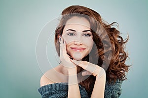 Beautiful Smiling Model Woman with Wavy Hairstyle