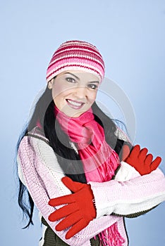 Beautiful smiling winter woman