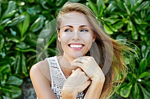 Beautiful smiling woman - close up portrait