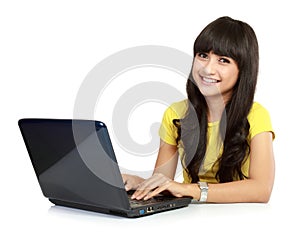 Beautiful smiling woman with laptop