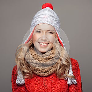 Beautiful smiling woman wearing winter clothing.