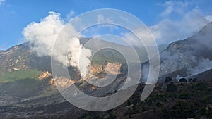 Beautiful Smoky Papandayan mountain at morning