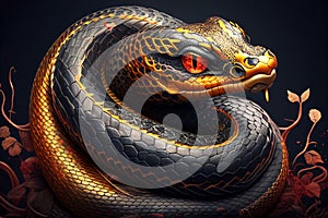 Snake. Chinese New Year. Colorate background.tattoo photo