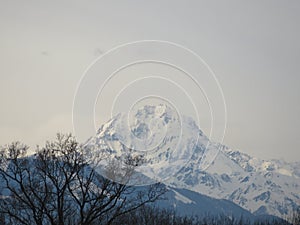 Beautiful snow-capped mountains height remoteness immensity landscape photo