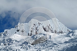Beautiful snow covered mountain at Santa Cruz trek, Peru