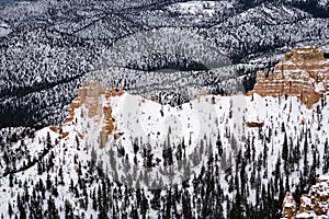 Beautiful snow covered mountains during the freezing winter period in Bryce  Canyon National Park, Utah, United States of America