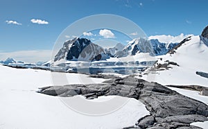 Beautiful snow landscape, Port Charcot, Antarctica.