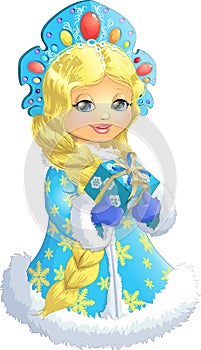 Beautiful Snow Maiden on a white background