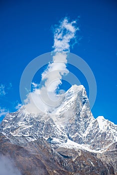 Beautiful snow mountain views on route to Everest Base Camp photo