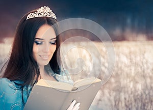 Beautiful Snow Queen Reading a Book