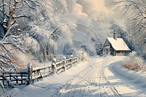 Beautiful snow scene. Generate Ai