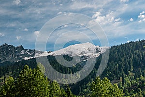 A beautiful snowcaped mountain with unpolluted blue sky