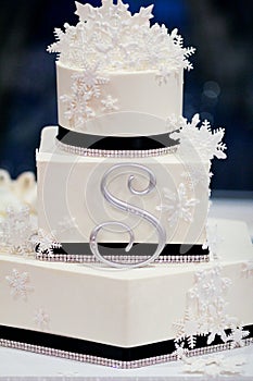 Beautiful Snowflake Designed Wedding Cake