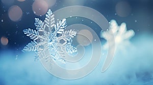 beautiful snowflake macro winter background