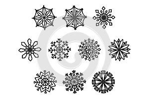 beautiful snowflakes collection, festive christmas vector design of unique