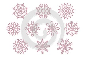 beautiful snowflakes collection, festive christmas vector design of unique