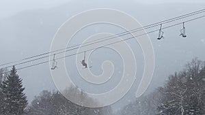 Beautiful snowing day at the Stowe Mountain Ski resort