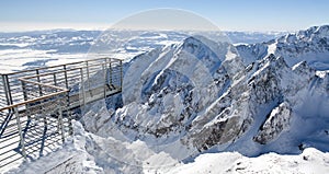 Beautiful snowy hills in High Tatras mountains, Slovakia. Empty